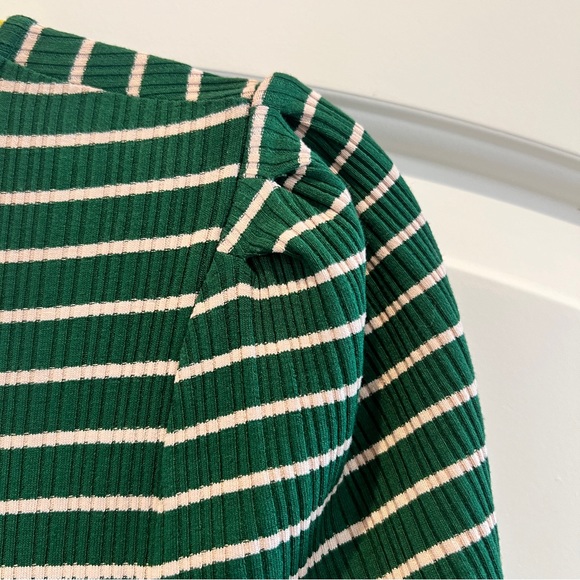 MAEVE ANTHROPOLOGIE Dress Green Beige Striped Ribbed Knit Stretch Midi Sz S 🤍 - Picture 5 of 7